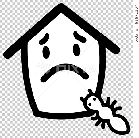困り顔の家のアイコン 白アリ のイラスト素材