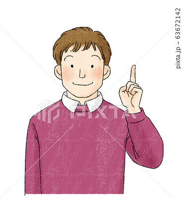 男性　表情　（指さし） 63672142