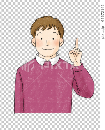 男性　表情　（指さし） 63672142