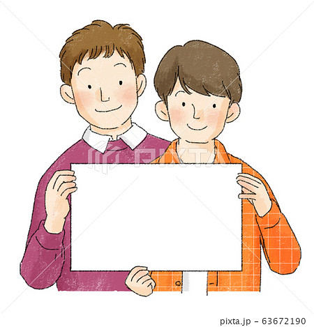 カップル　同性　男性　LGBTQ（ホワイトボード） 63672190