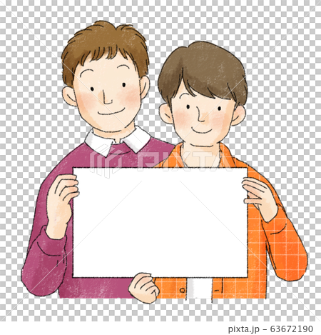 カップル　同性　男性　LGBTQ（ホワイトボード） 63672190