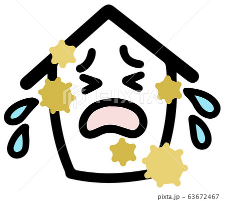 泣き顔の家のアイコン 花粉 黄砂 のイラスト素材