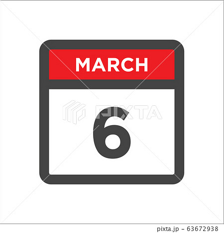 March 6 calendar icon with day of month 63672938