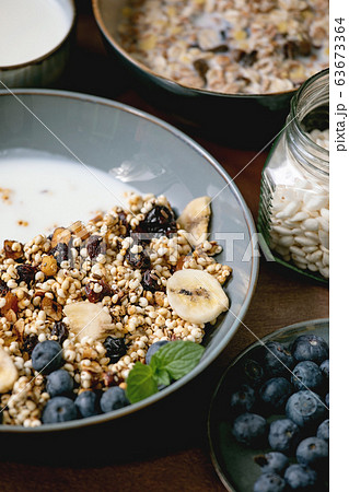 Homemade puffed millet granola Homemade puffed millet granola 63673364