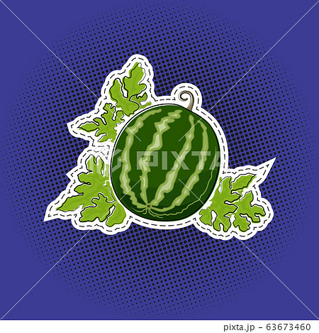 Berry watermelon sticker on a pop art background 63673460