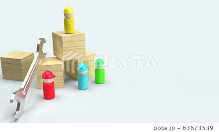 The wooden toys on white background  3d rendering for labour day content 63673539