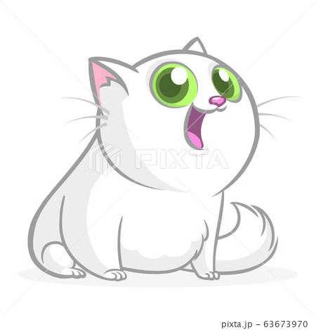 Cartoon Funny Fat Cat Illustrationのイラスト素材