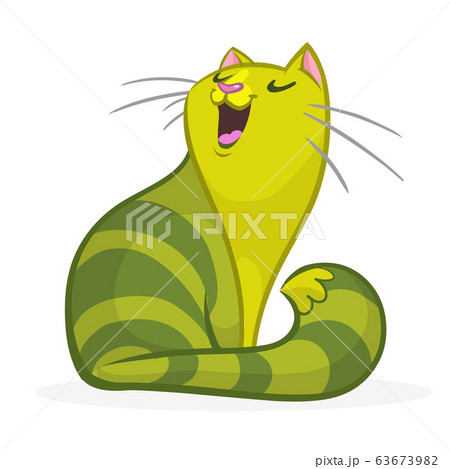 Cute funny cartoon kitty singing - Stock Illustration [63673982] - PIXTA
