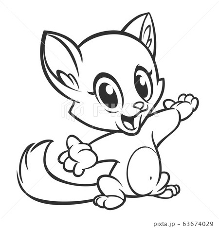 Cartoon Cat Outlined Vector Cat Coloringのイラスト素材