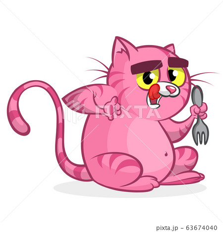 Cute Cartoon Cat Vector Illustrationのイラスト素材