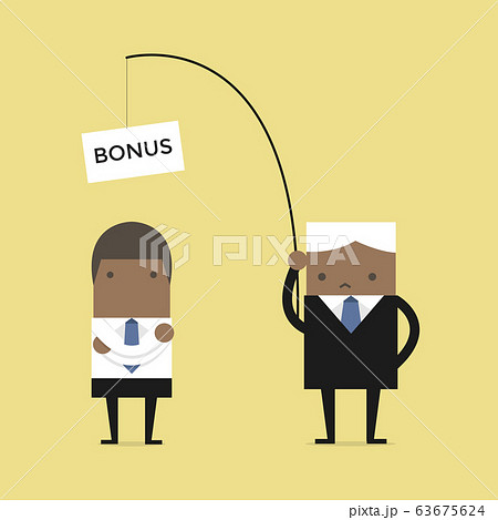 Boss fishing African businessman, he used bait by bonus for work. Boss fishing African businessman, he used bait by bonus for work. 63675624