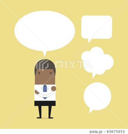 African businessman thinking with bubble chat. African businessman thinking with bubble chat. 63675653