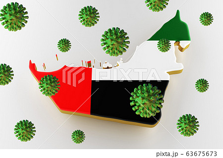 UAE flag on a map. 3d render UAE flag on a map. 3d render 63675673