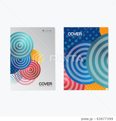 Colorful brochure design template. Vector illustration with circles, halftone and line style 63677399