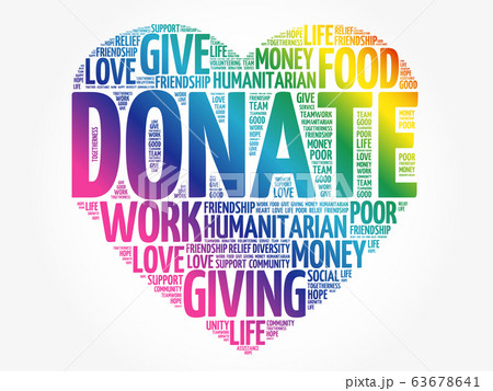 DONATE heart word cloud collage 63678641