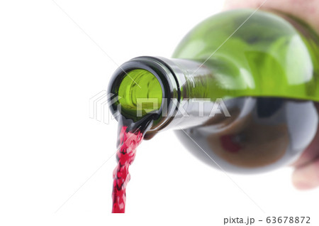 red wine bottle on white 63678872