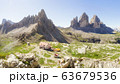 Traveling to Tre Cime di Lavaredo in Alps in summer 63679536