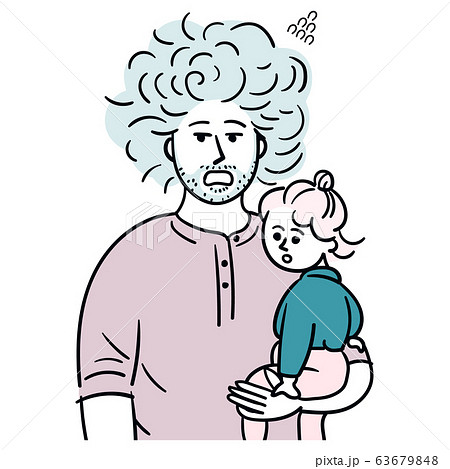 子供をだっこする男性　あせる 63679848