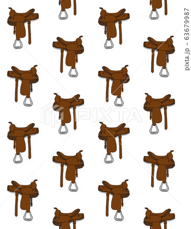 Vector seamless pattern of sketch cowboy saddle Vector seamless pattern of sketch cowboy saddle 63679987