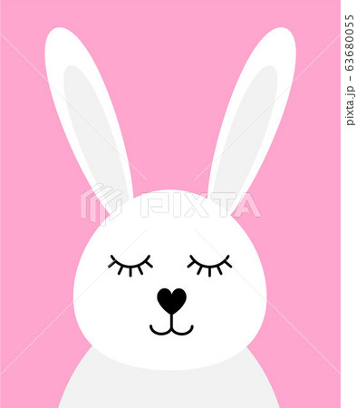 Vector flat cartoon white rabbit face head Vector flat cartoon white rabbit face head 63680055
