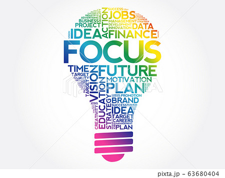 FOCUS bulb word cloud collage 63680404