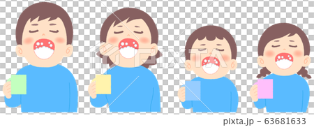 Family gargling side by side-cold prevention / corona measures 63681633