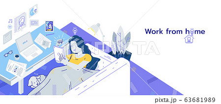 Work from home vector illustration. 63681989