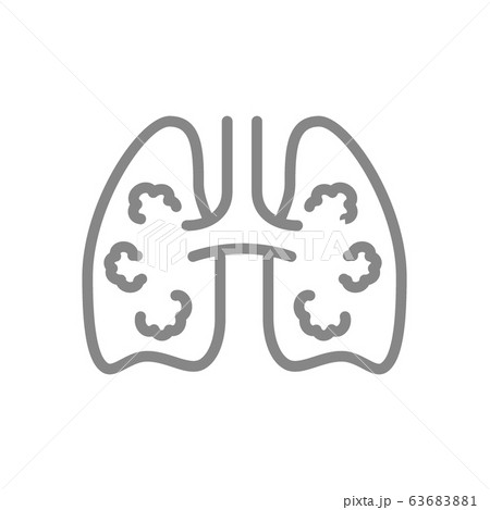 Lungs with tumors line icon. Lungs cancer, diseases internal organ, tuberculosis symbol 63683881