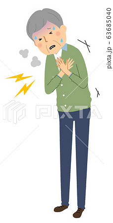 シニア男性　胸の痛み 63685040