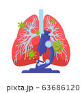 Coronavirus covid-19 icon for review report survey presentation template. Lungs with pneumonia coronavirus. 63686120