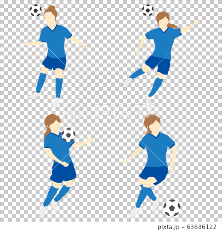 サッカーをする女性シンプルセット02 サッカーをする女性シンプルセット02 63686122
