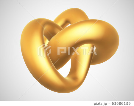 3D golden torus knot isolated on white background. 3D golden torus knot isolated on white background. 63686139