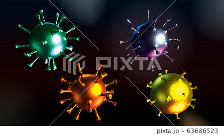 4 different lowpoly style coronavirus presentations. 4 different lowpoly style coronavirus presentations. 63686523