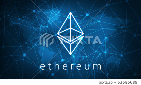 Ethereum symbol on futuristic hud banner. Ethereum symbol on futuristic hud banner. 63686689