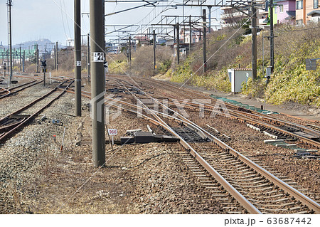 早春の北海道室蘭市JR鷲別駅の風景を撮影 早春の北海道室蘭市JR鷲別駅の風景を撮影 63687442