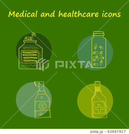 Set vector line icons, sign and symbols in flat design medicine and health with elements for mobile concepts and web apps. Collection modern infographic logo and pictogram. Set vector line icons, sign and symbols in flat design medicine and health with elements for mobile concepts and web apps. Collection modern infographic logo and pictogram. 63687927