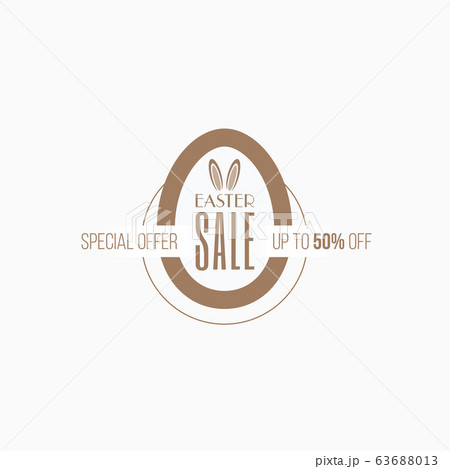 Gold colored egg shaped easter sale label banner 63688013