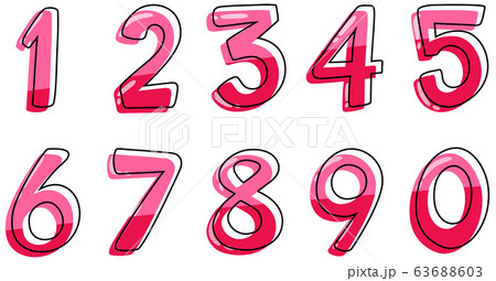 Font design for numbers one to zero on white 63688603