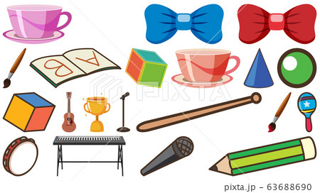 Large set of school items on white background Large set of school items on white background 63688690