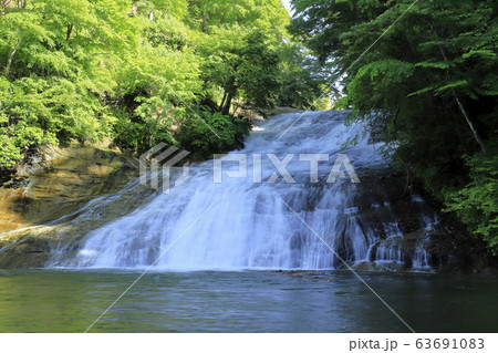 養老渓谷　新緑と豊かな水量の「粟又の滝」　 63691083
