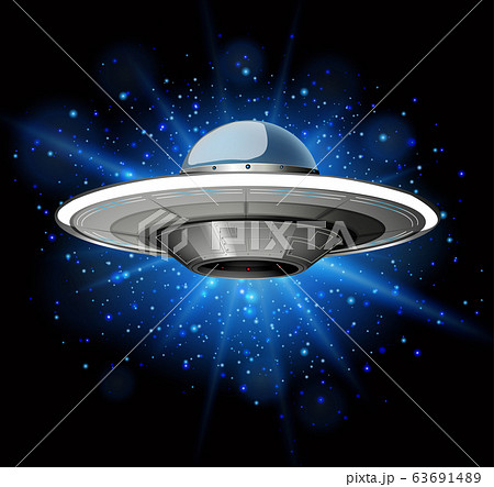 Scene With Spaceship Flying In The Dark Galaxyのイラスト素材 Scene With Spaceship Flying In The Dark Galaxyのイラスト素材