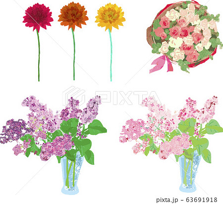 使いやすい花のベクターセットのイラスト素材