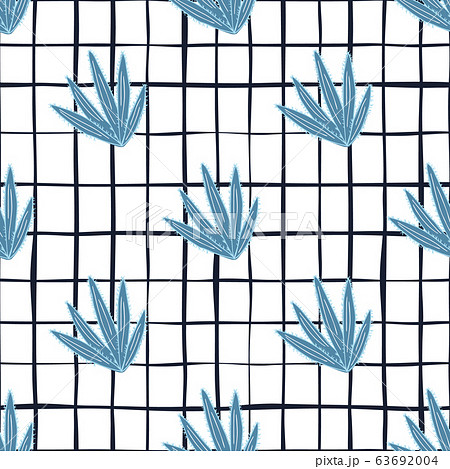 Cactus seamless pattern in doodle style. Simple 63692004