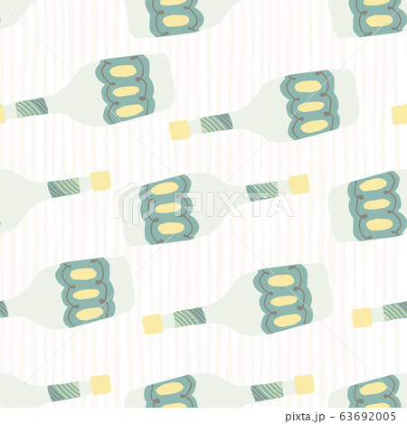 Funny glass bottle seamless pattern on stripes Funny glass bottle seamless pattern on stripes 63692005