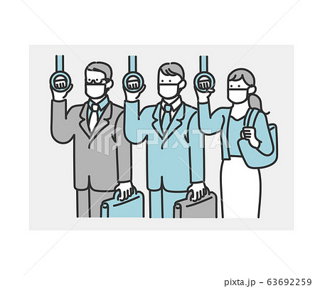 マスクをつけて通勤する人 マスクをつけて通勤する人 63692259