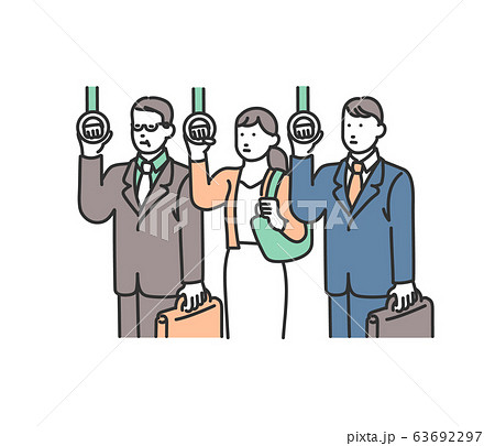 電車で通勤するビジネスパーソン 電車で通勤するビジネスパーソン 63692297