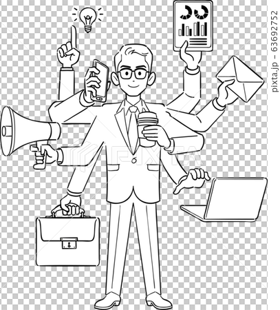 マルチタスクをこなすビジネスマン 63692752