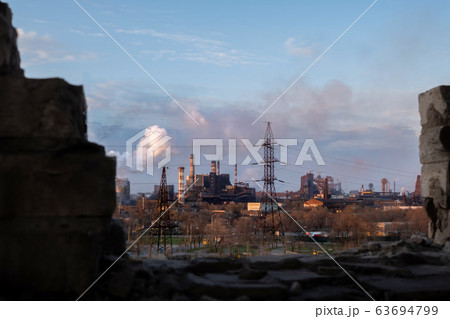 air pollution city. smoked polluted 63694799