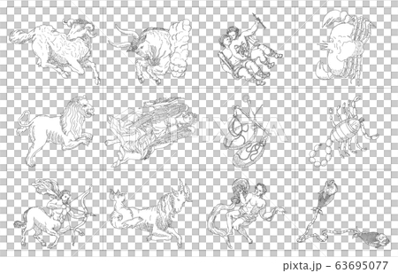 12星座影あり線なし白枠 12星座影あり線なし白枠 63695077