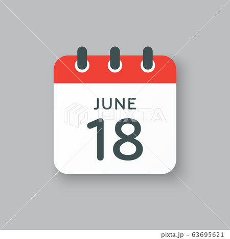 Icon calendar day 18 June, summer days of the year Icon calendar day 18 June, summer days of the year 63695621